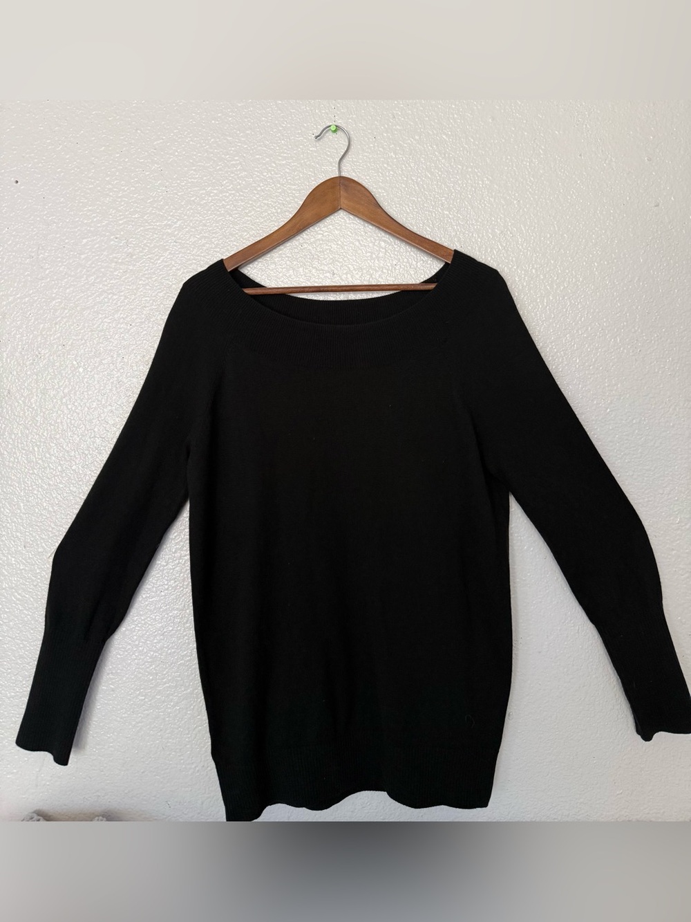 LOFT Black Boatneck Knit Sweater women’s size L long sleeve